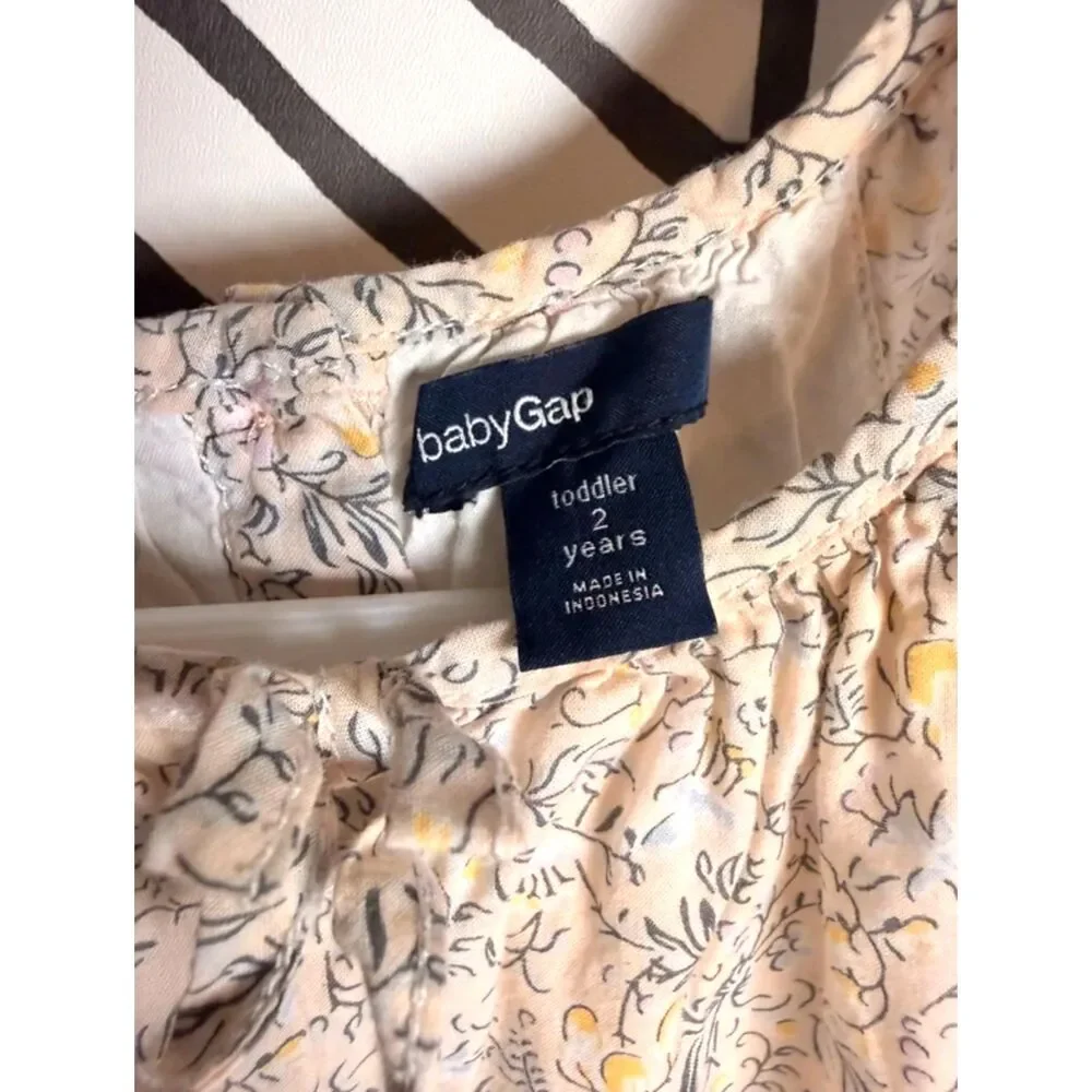 Baby Gap Blue Cream Floral Lined Cotton Maxi Dress Toddler Girls 2T 5059